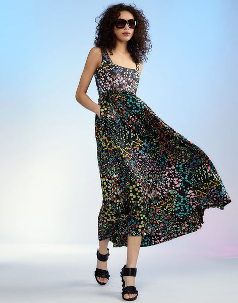 Wrap Sleeves Floral Print Dress - ALOFI - Women Designer Dresses